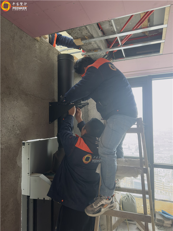 平客壁爐 | 義烏綠城高層頂樓陽光房丹麥Morso S101-12安裝.jpg